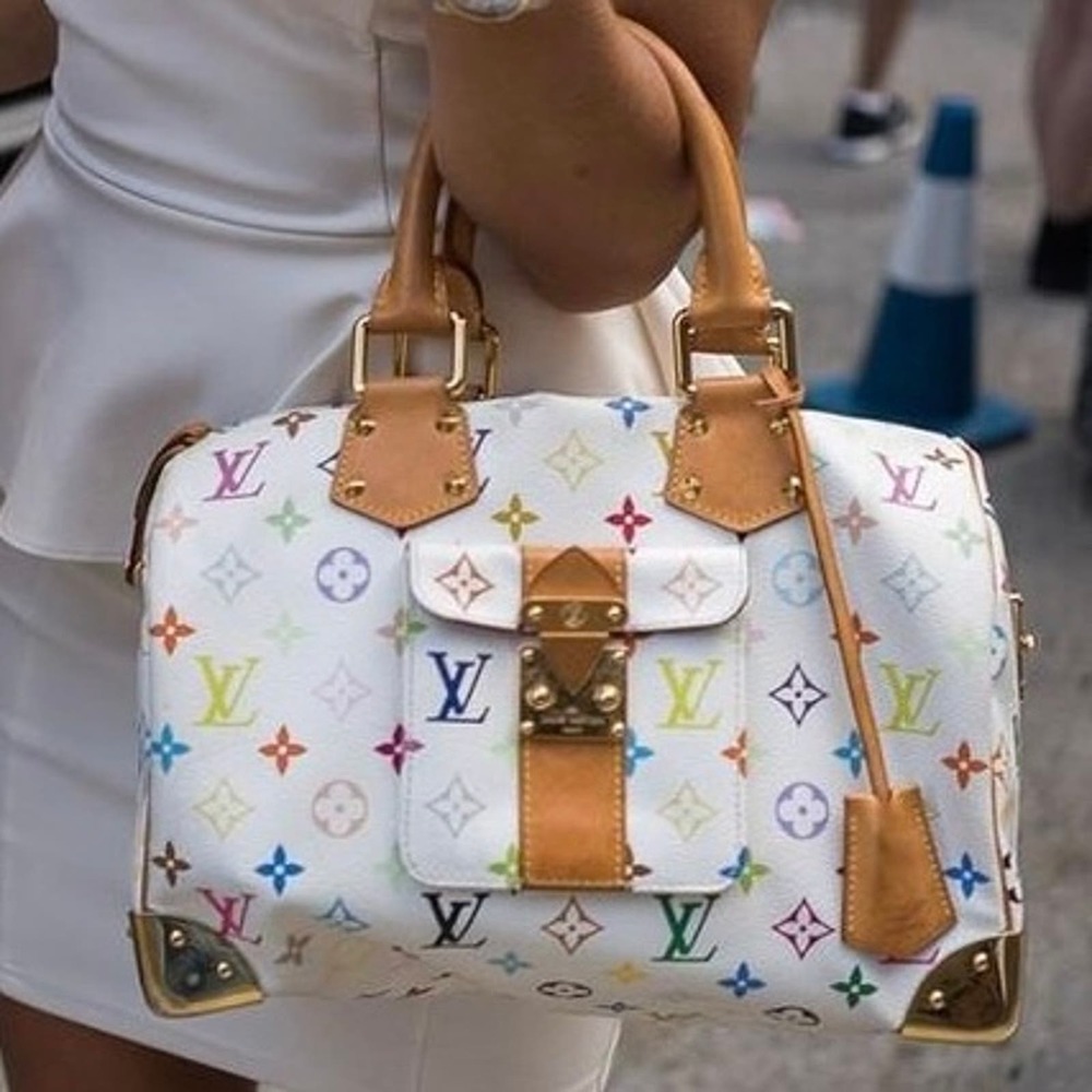 💎✨BEAUTIFUL✨💎 Louis Vuitton White Monogram Speedy 30 Multicolored